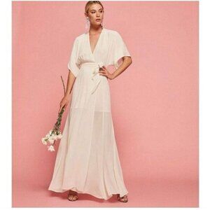 Reformation Women’s Cream Off White Winslow Elegant Wrap Maxi Dress